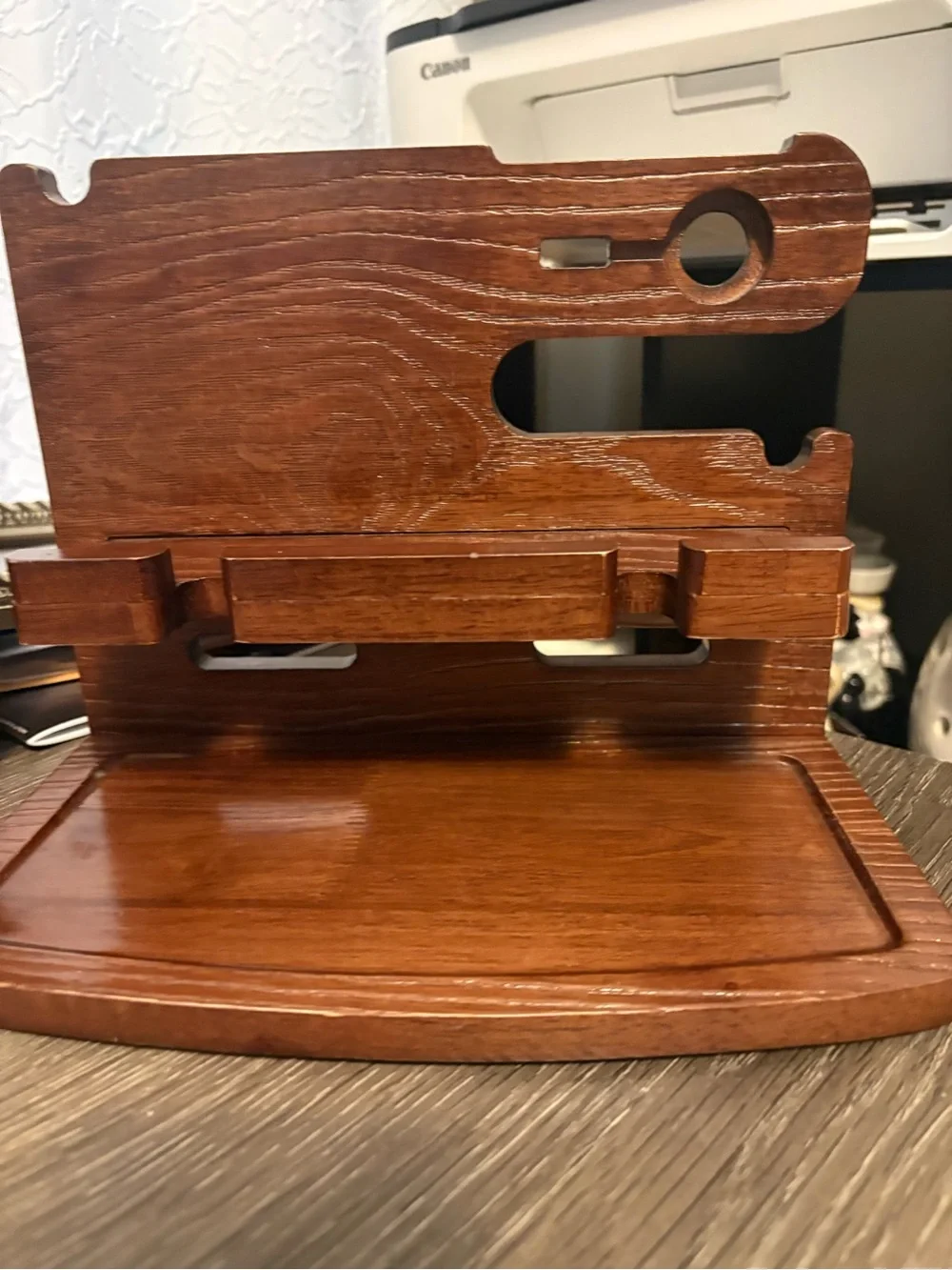 Wooden organizer and valet station.